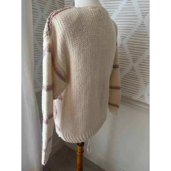 Vintage Le Pull-Over by Irene Leung Small Knit Cream Pink Shoulder Pad Sweater - Picture 4 of 8